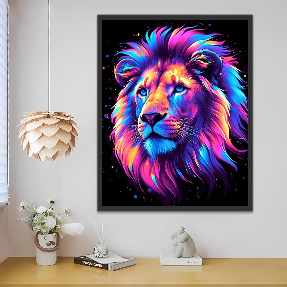 Colorful Lion Head Paint by Numbers