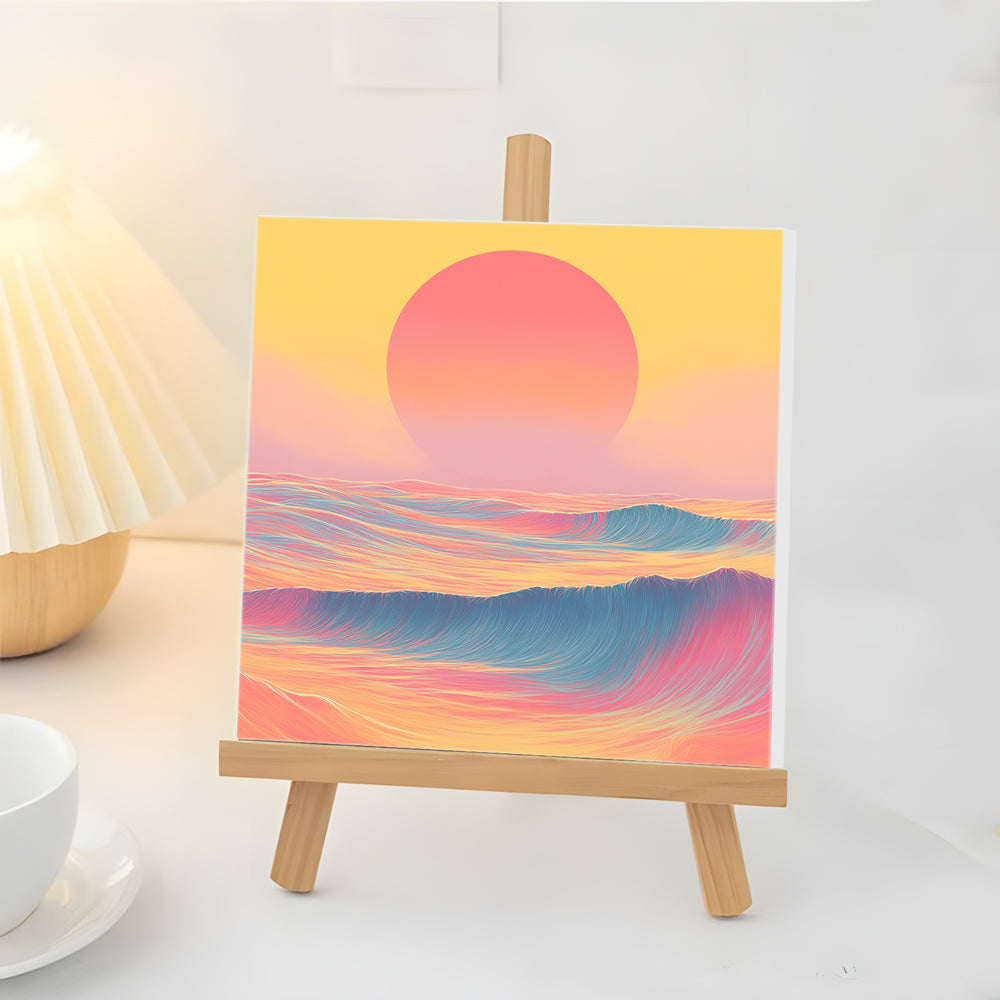 Colorful Ocean Waves at Sunrise Mini Paint by Numbers