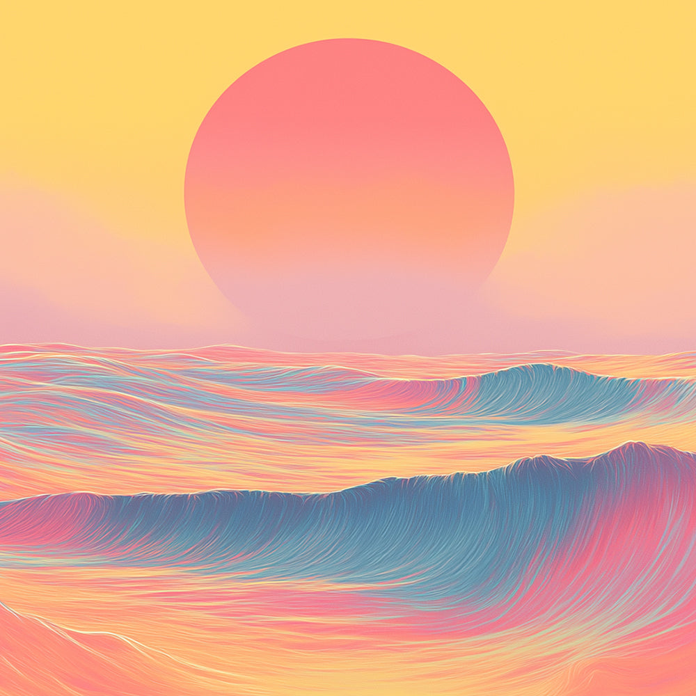 Colorful Ocean Waves at Sunrise Mini Paint by Numbers