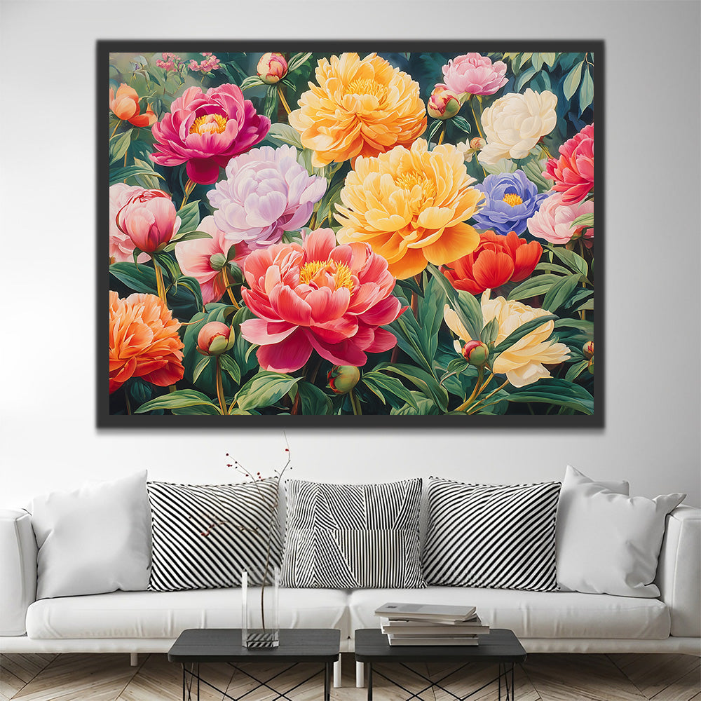 Colorful Peonies Paint by Numbers