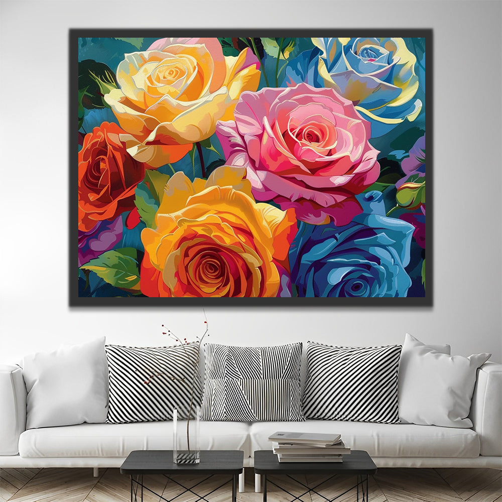 Colorful Roses Paint by Numbers