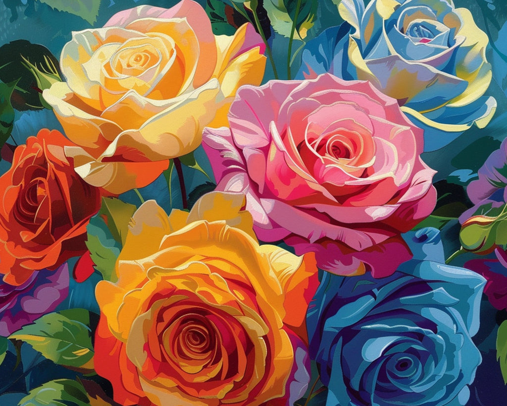 Colorful Roses Paint by Numbers