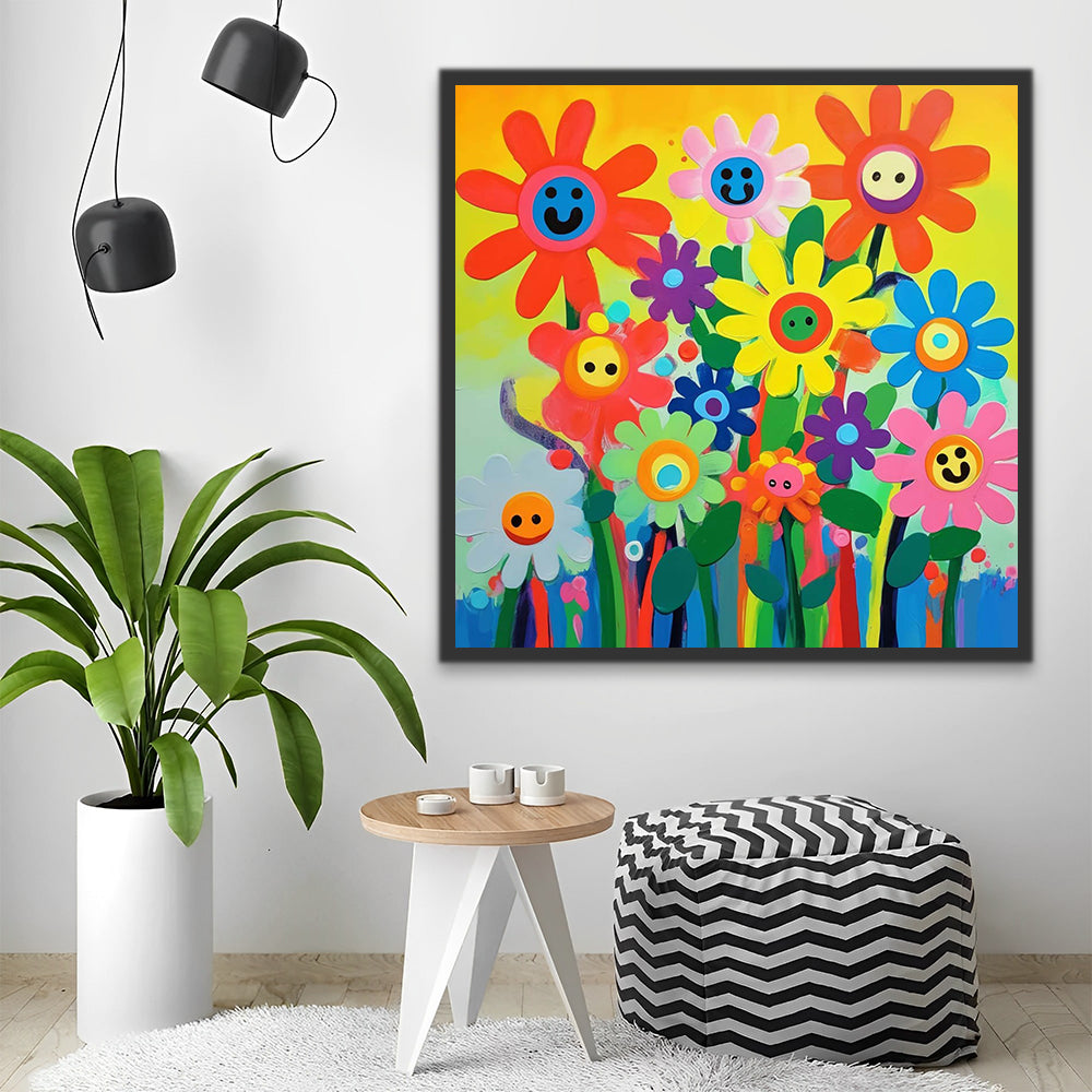 Colorful Smiling Flowers Paint by Numbers for Kids