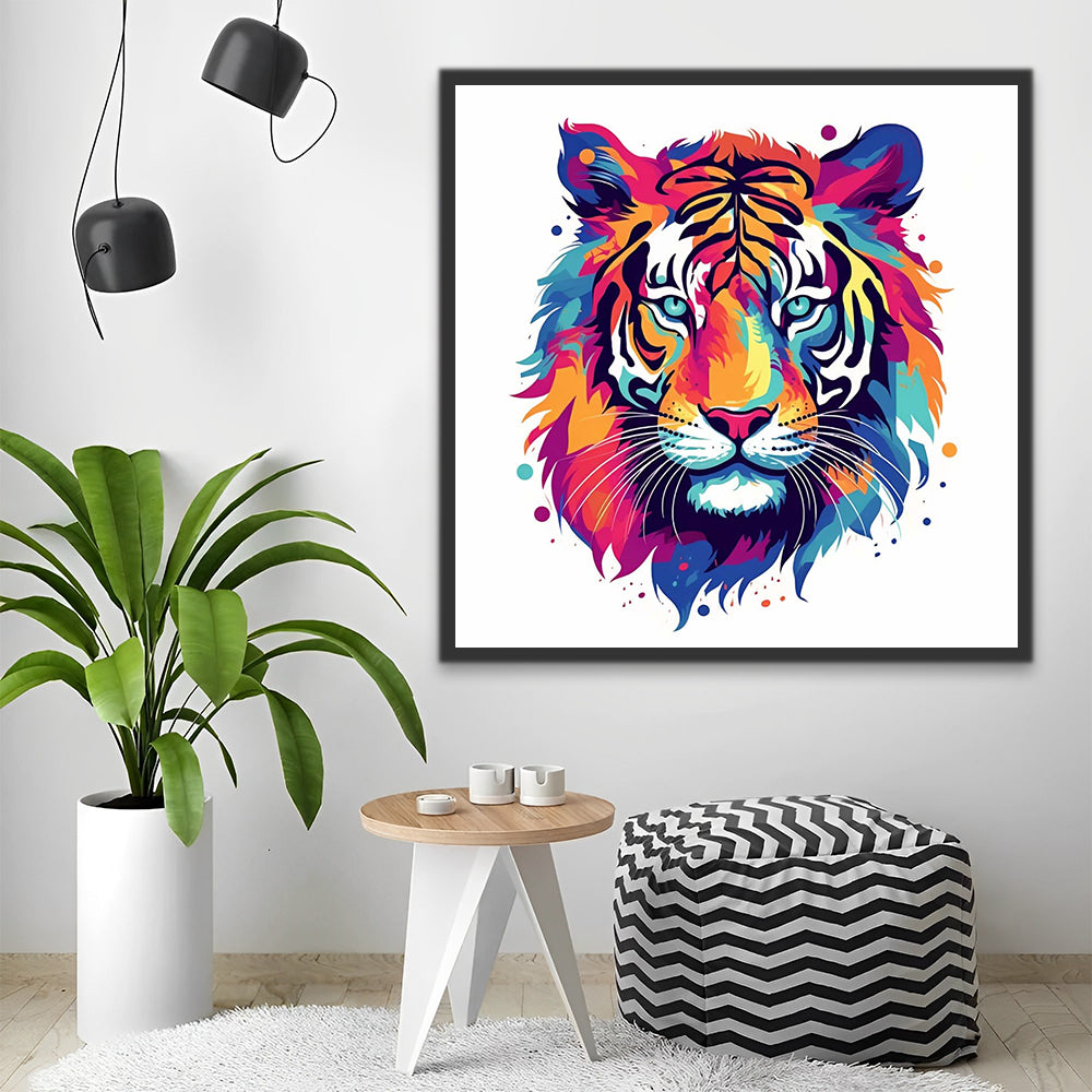 Colorful Tiger Head Paint by Numbers