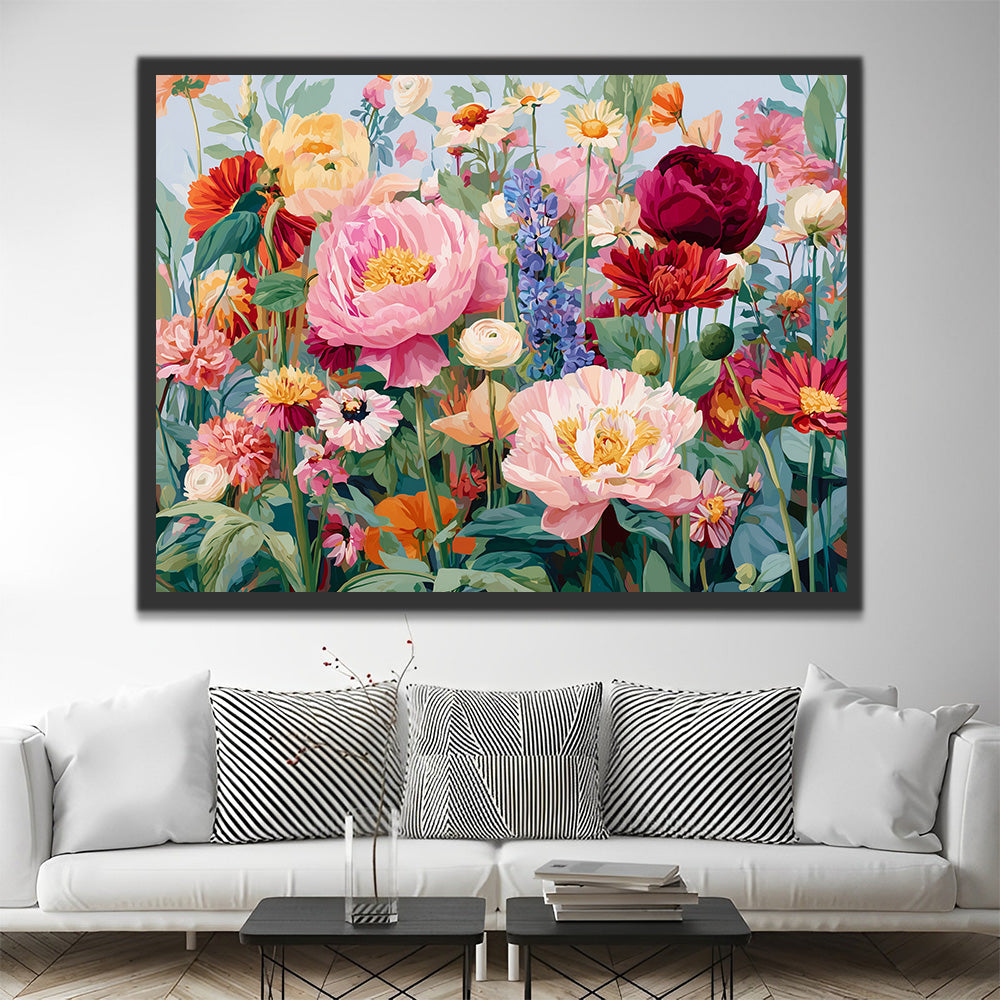 Colorful Wild Peonies Paint by Numbers