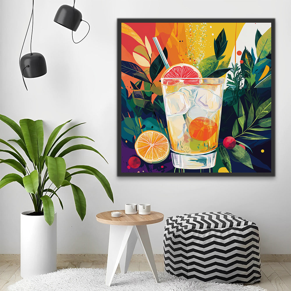 Cool Tropical Fruit Drink Paint by Numbers