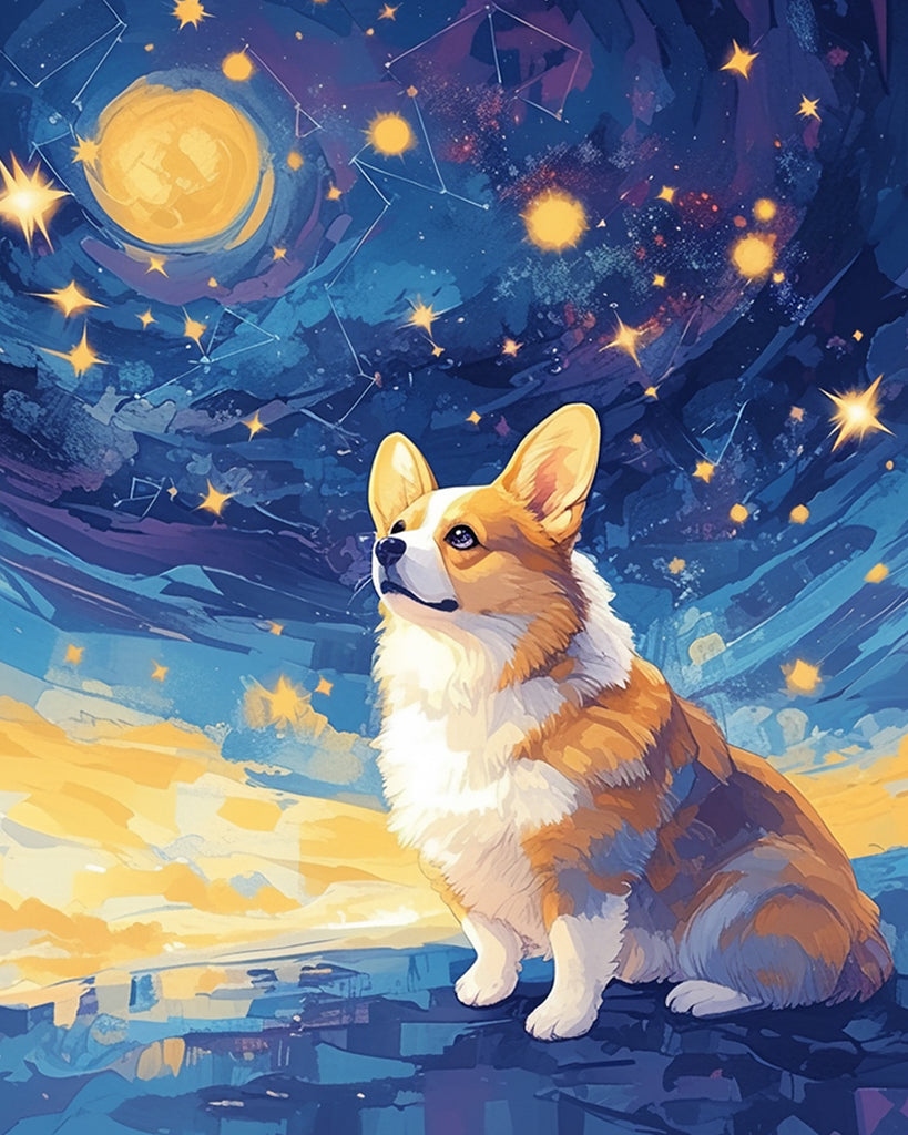 Corgi under the Stars Paint by Numbers