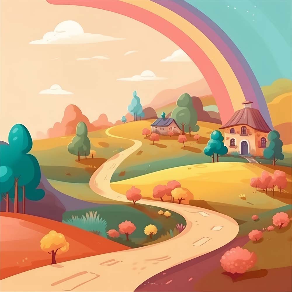 Country Lane and Rainbow Paint by Numbers for Kids