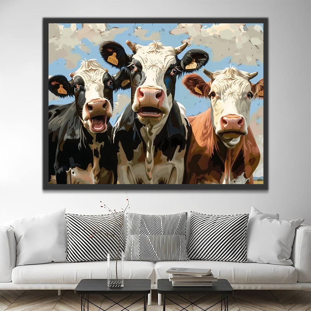 Cows under Blue Sky Paint by Numbers