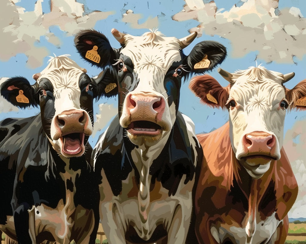 Cows under Blue Sky Paint by Numbers