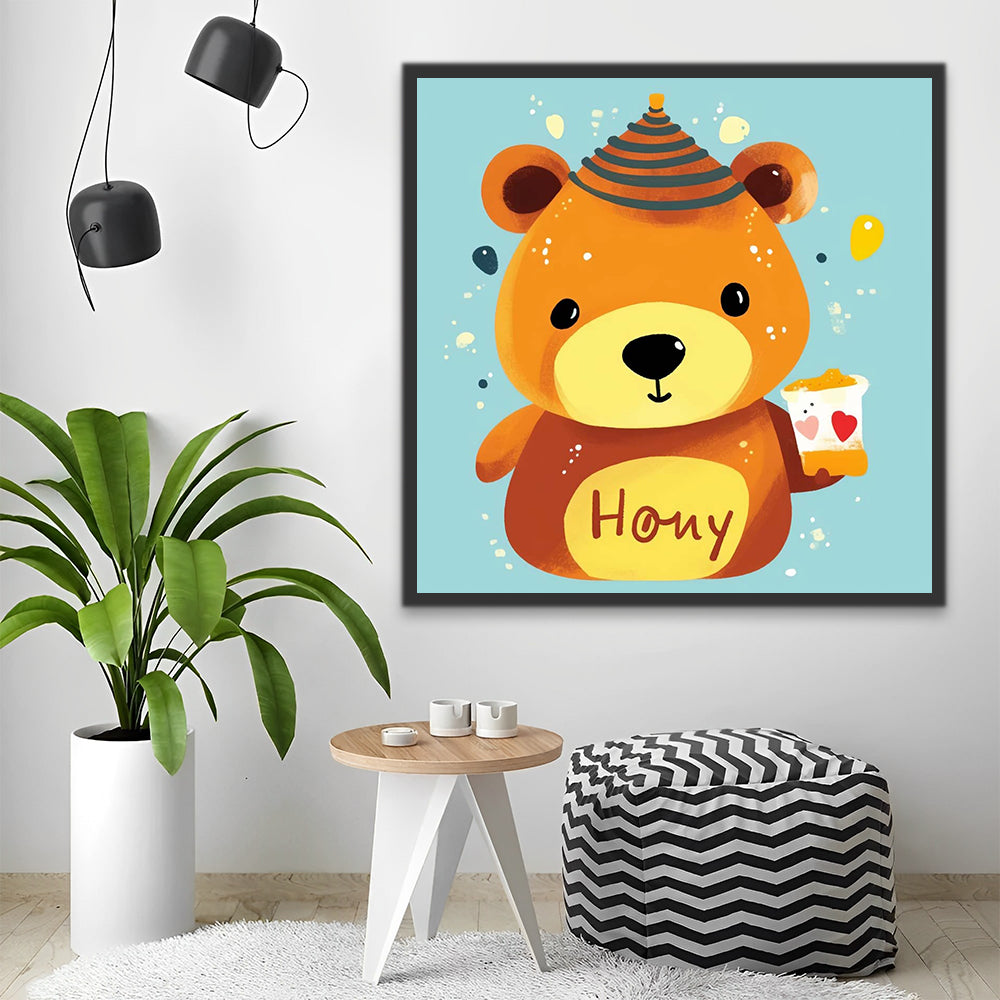 Cute Bear Holding Honey Paint by Numbers for Kids