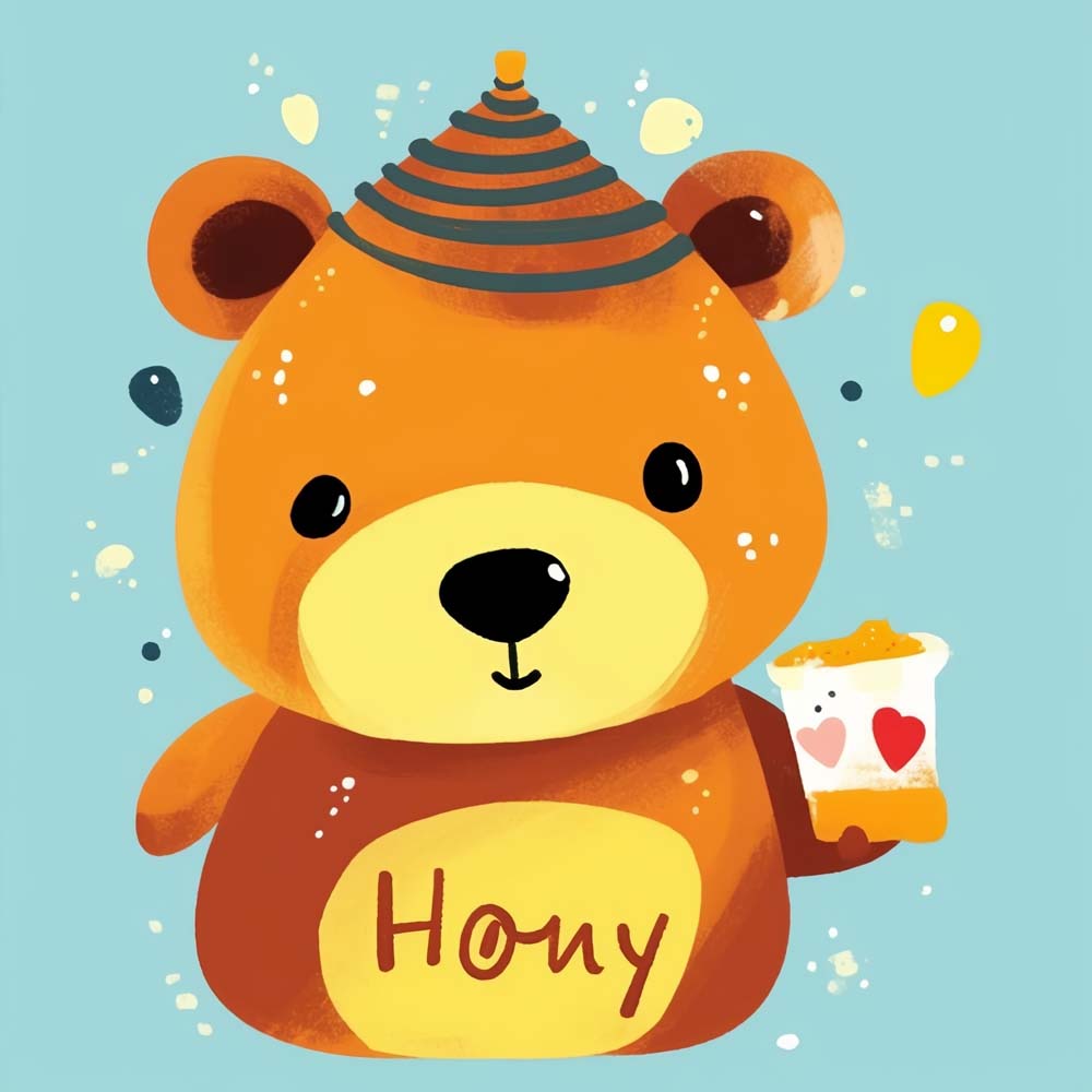 Cute Bear Holding Honey Paint by Numbers for Kids