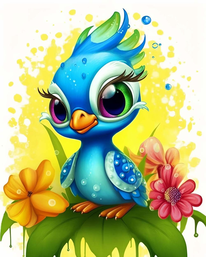 Cute Blue Bird Paint by Numbers for Kids