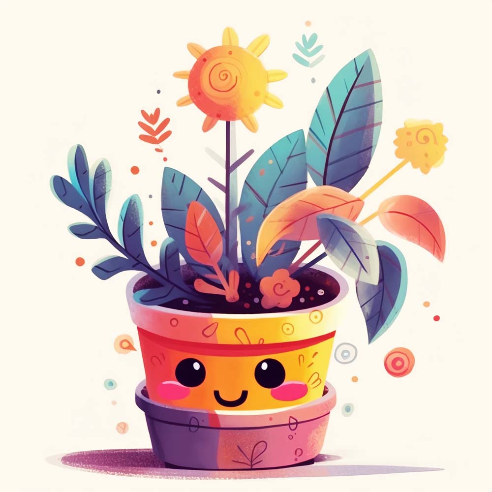 Cute Cartoon Bonsai Paint by Numbers for Kids