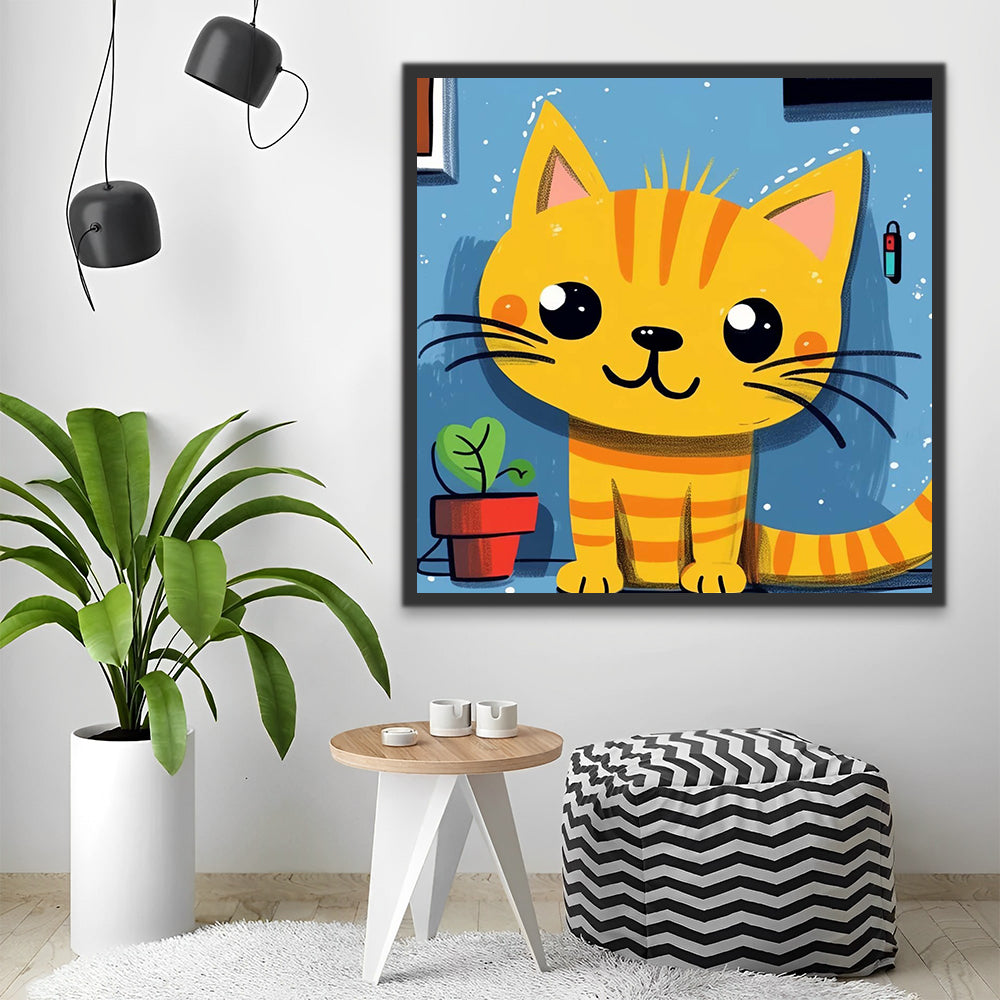 Cute Cartoon Cat Paint by Numbers for Kids