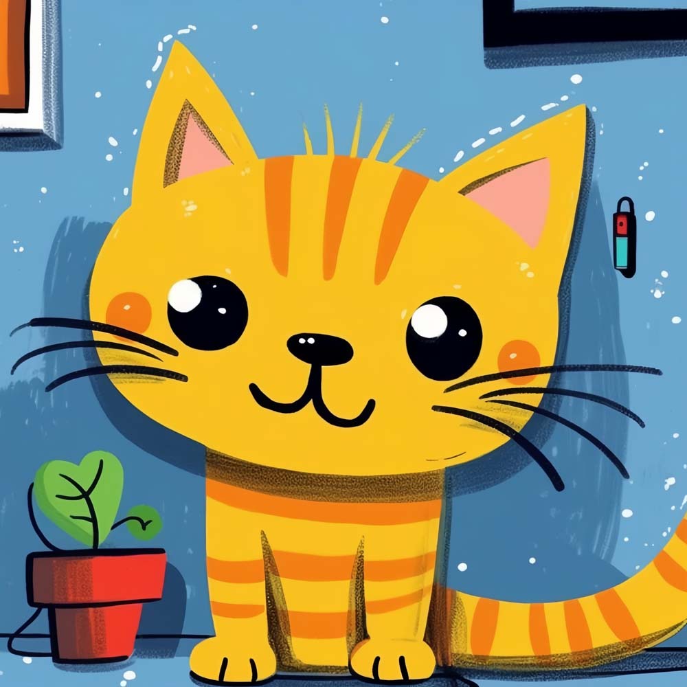 Cute Cartoon Cat Paint by Numbers for Kids