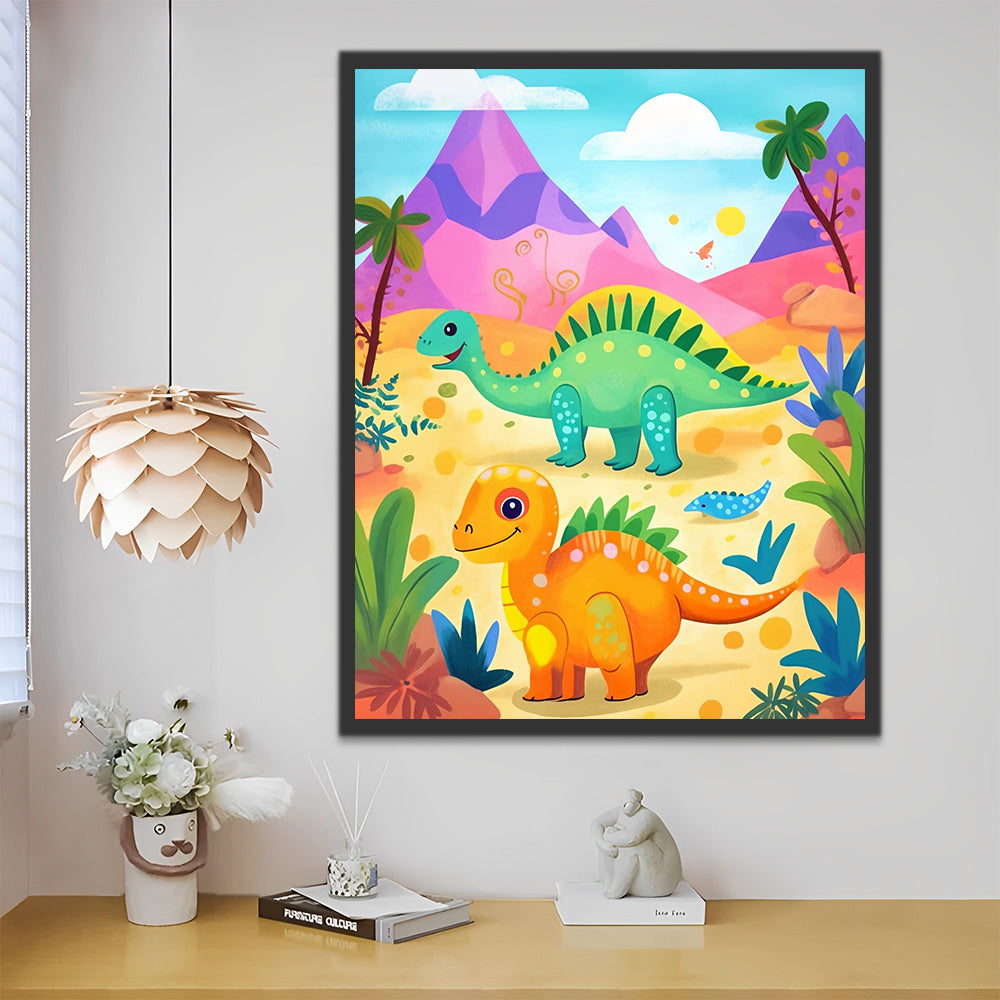 Cute Cartoon Dinosaurs Paint by Numbers for Kids