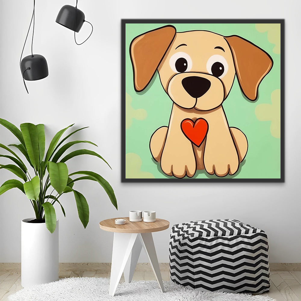 Cute Cartoon Dog Paint by Numbers for Kids