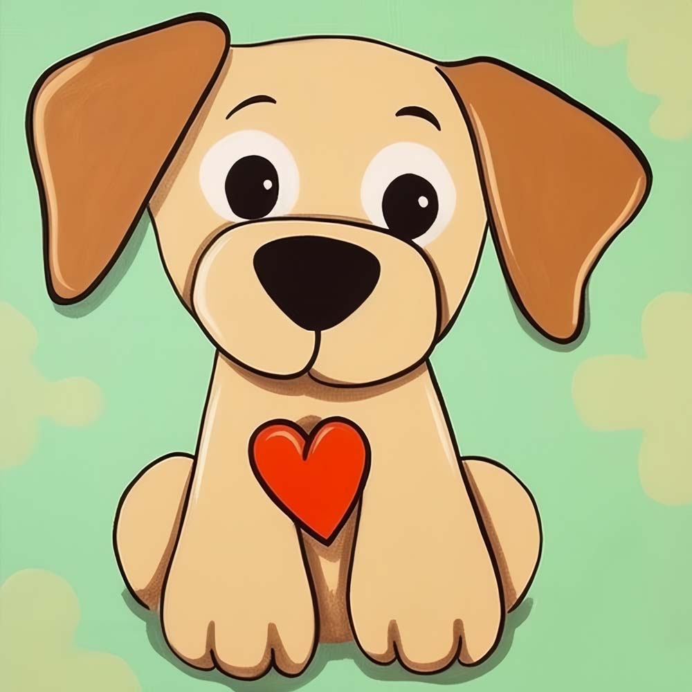 Cute Cartoon Dog Paint by Numbers for Kids