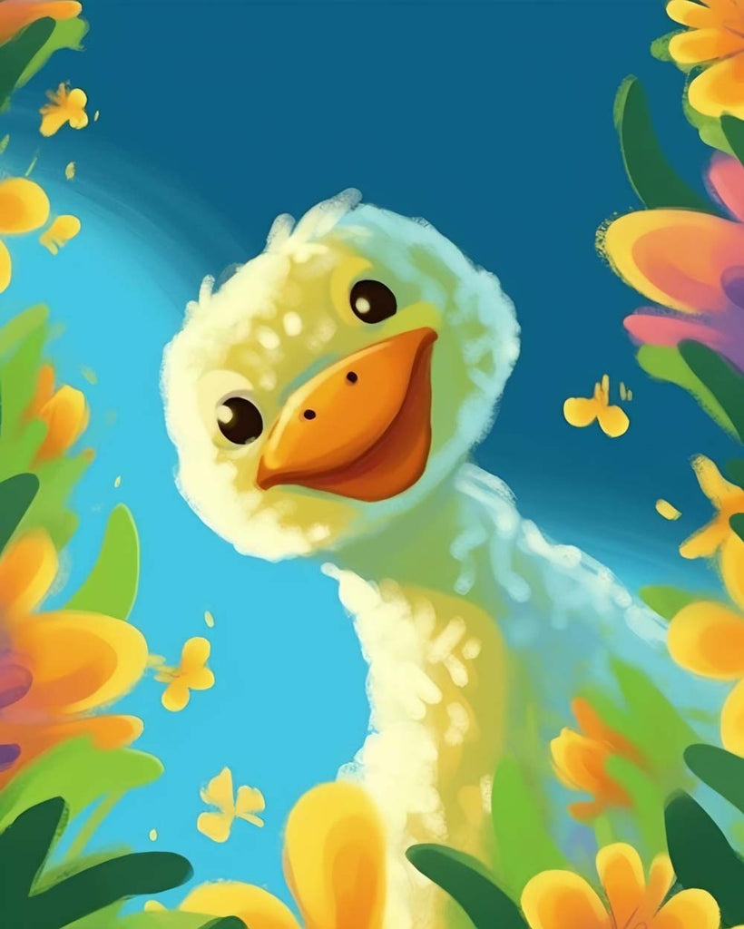 Cute Cartoon Duck Paint by Numbers for Kids