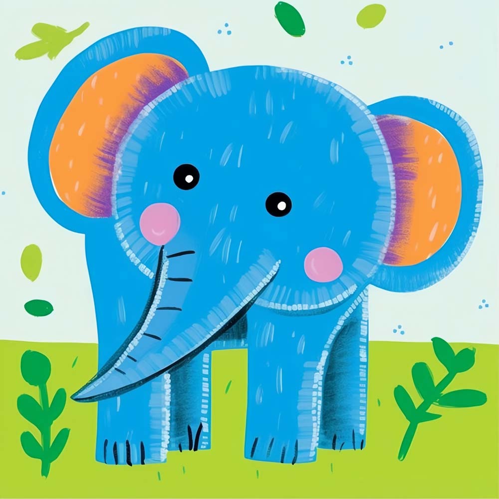 Cute Cartoon Elephant Paint by Numbers for Kids