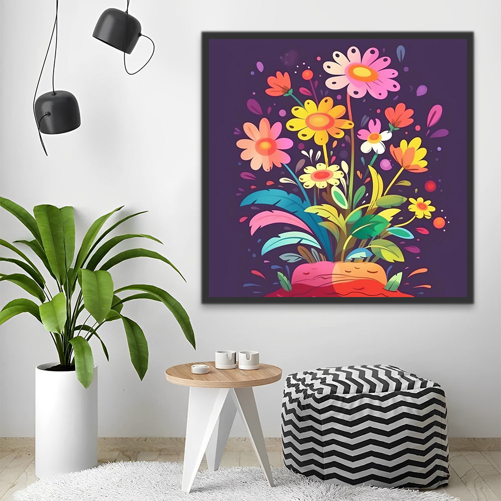 Cute Cartoon Flowers Paint by Numbers for Kids