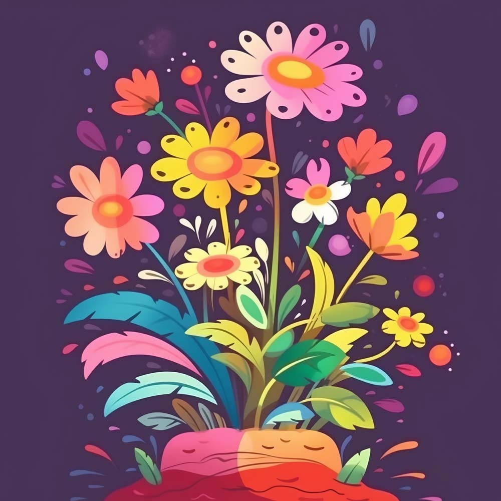 Cute Cartoon Flowers Paint by Numbers for Kids