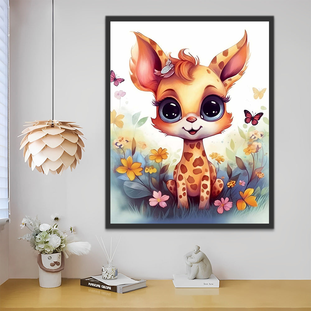 Cute Cartoon Giraffe and Butterflies Paint by Numbers for Kids