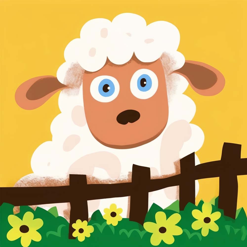 Cute Cartoon Sheep Paint by Numbers for Kids