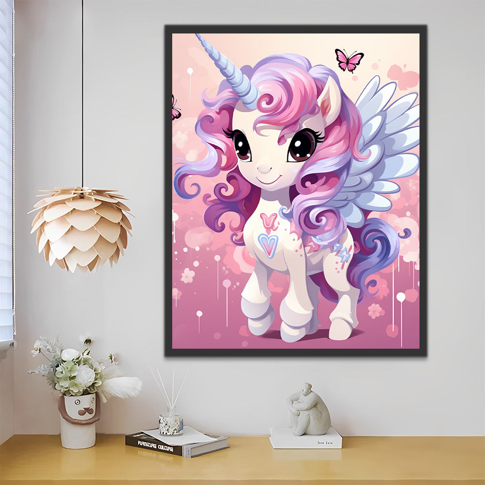 Cute Cartoon Unicorn with Wings Paint by Numbers