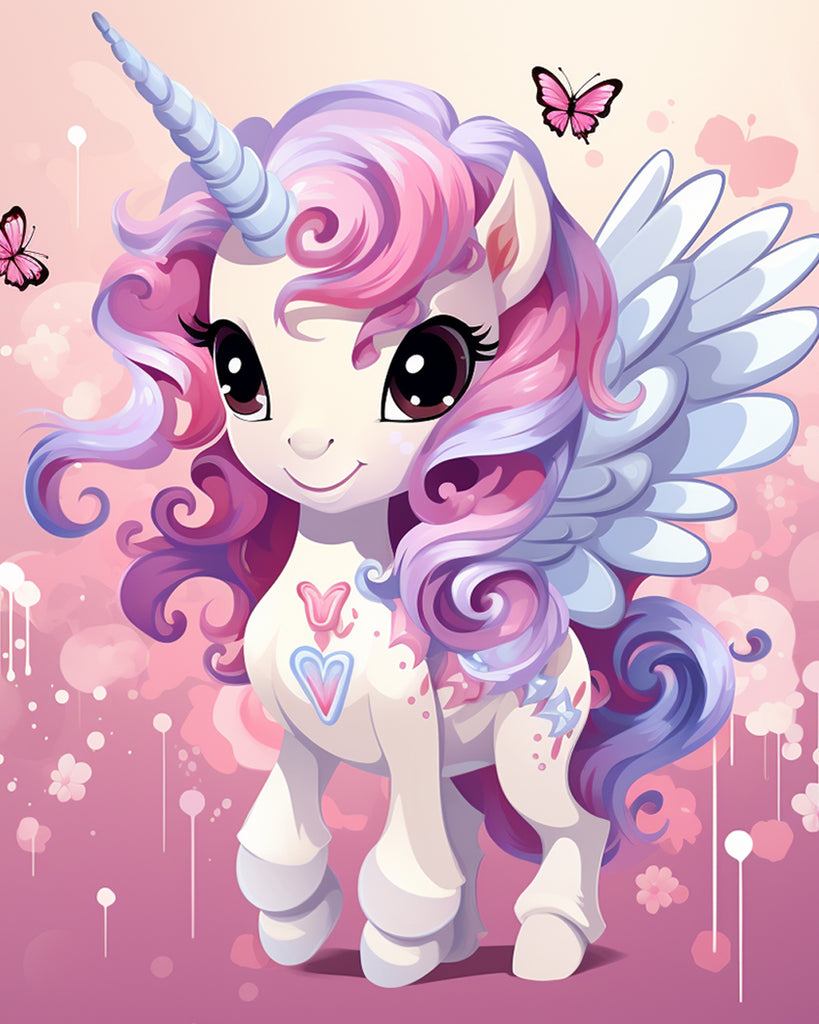 Cute Cartoon Unicorn with Wings Paint by Numbers