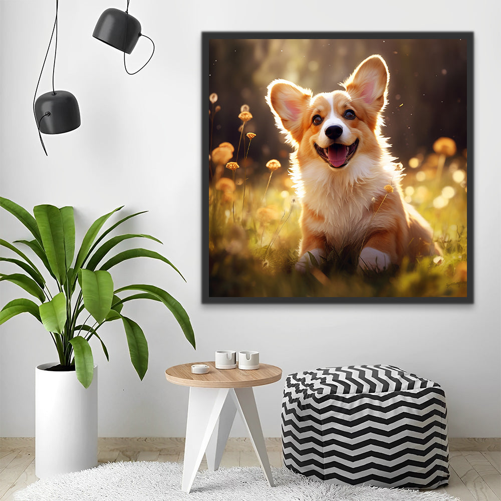 Cute Corgi on the Grass Paint by Numbers