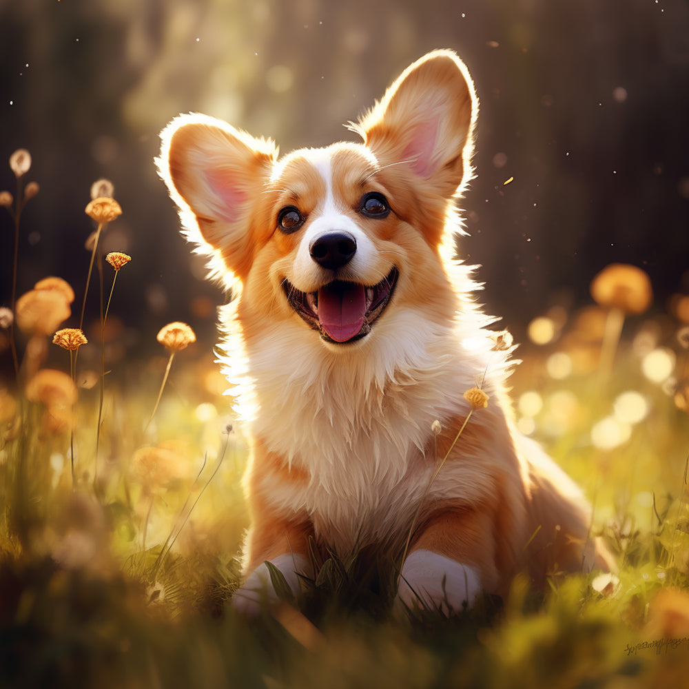 Cute Corgi on the Grass Paint by Numbers