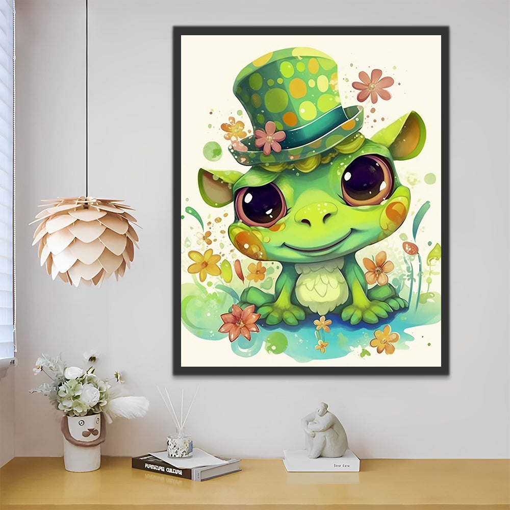 Cute Green Frog Paint by Numbers for Kids