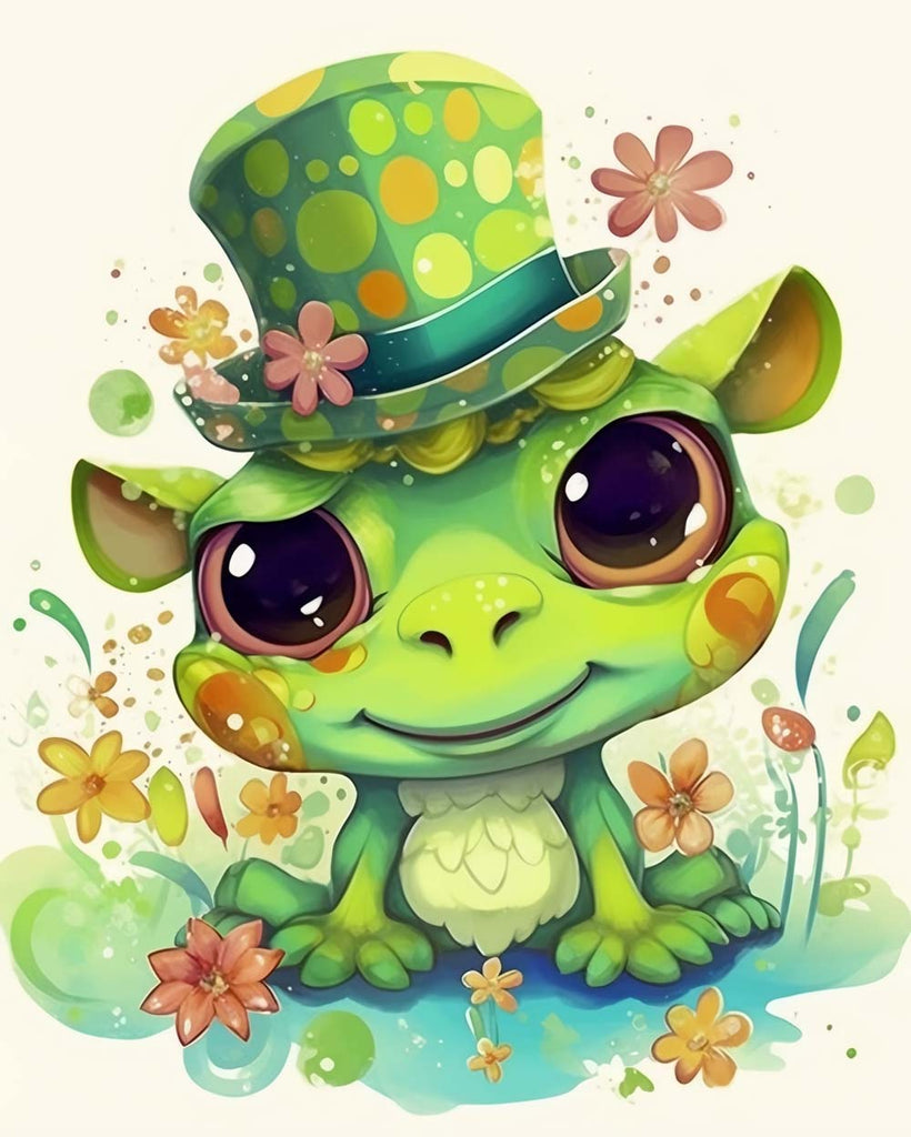 Cute Green Frog Paint by Numbers for Kids