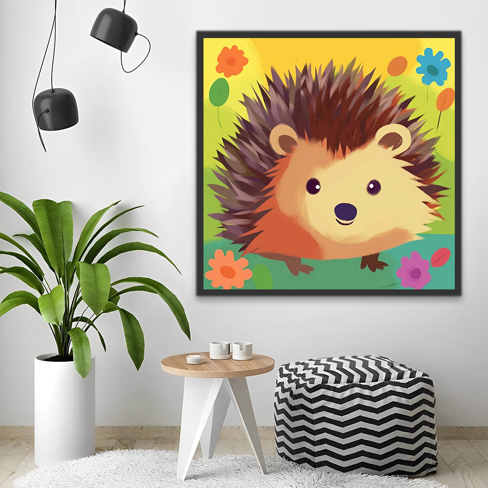 Cute Hedgehog and Flowers Paint by Numbers for Kids