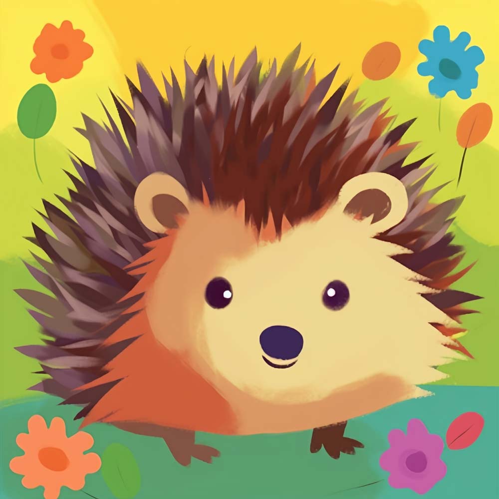 Cute Hedgehog and Flowers Paint by Numbers for Kids