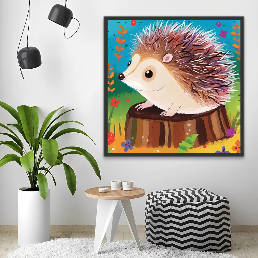 Cute Hedgehog on the Stake Paint by Numbers for Kids