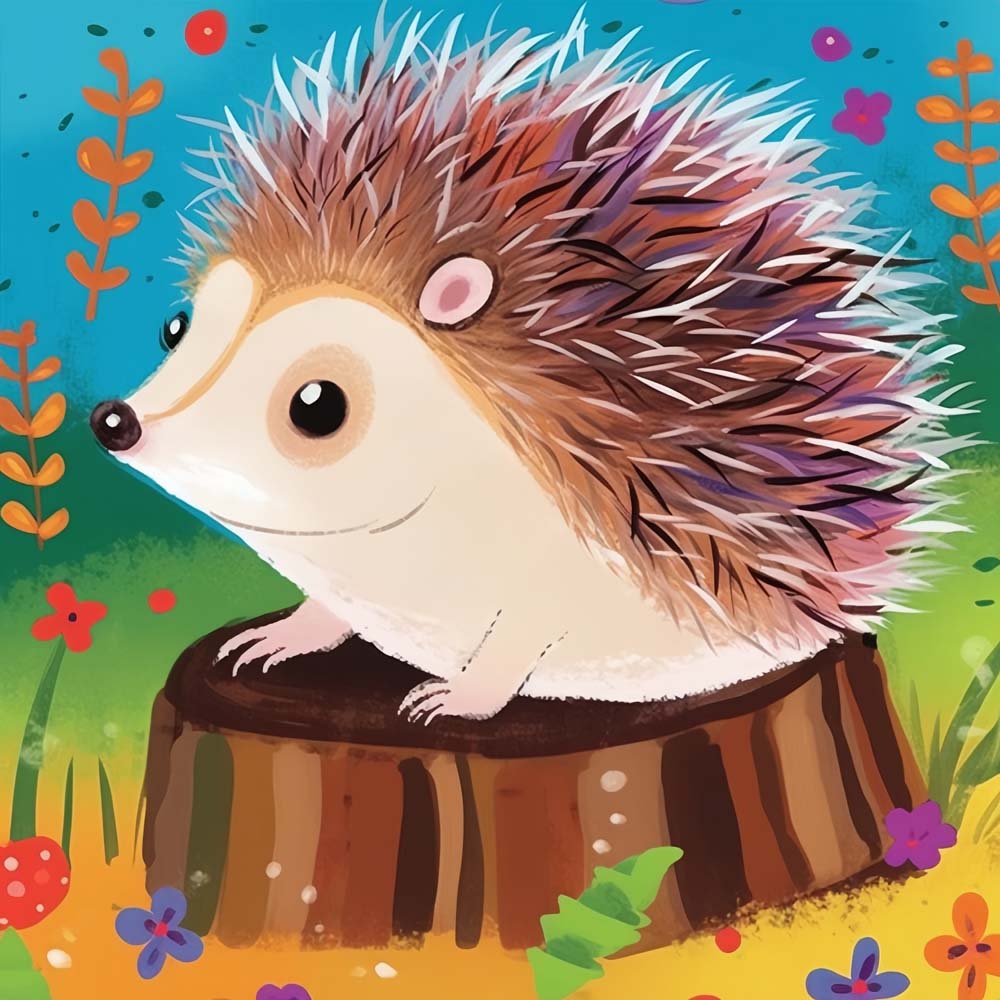 Cute Hedgehog on the Stake Paint by Numbers for Kids