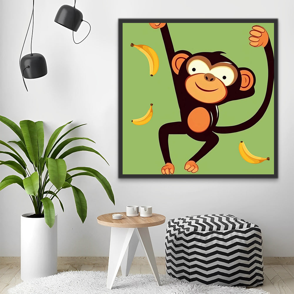 Cute Monkey and Bananas Paint by Numbers for Kids