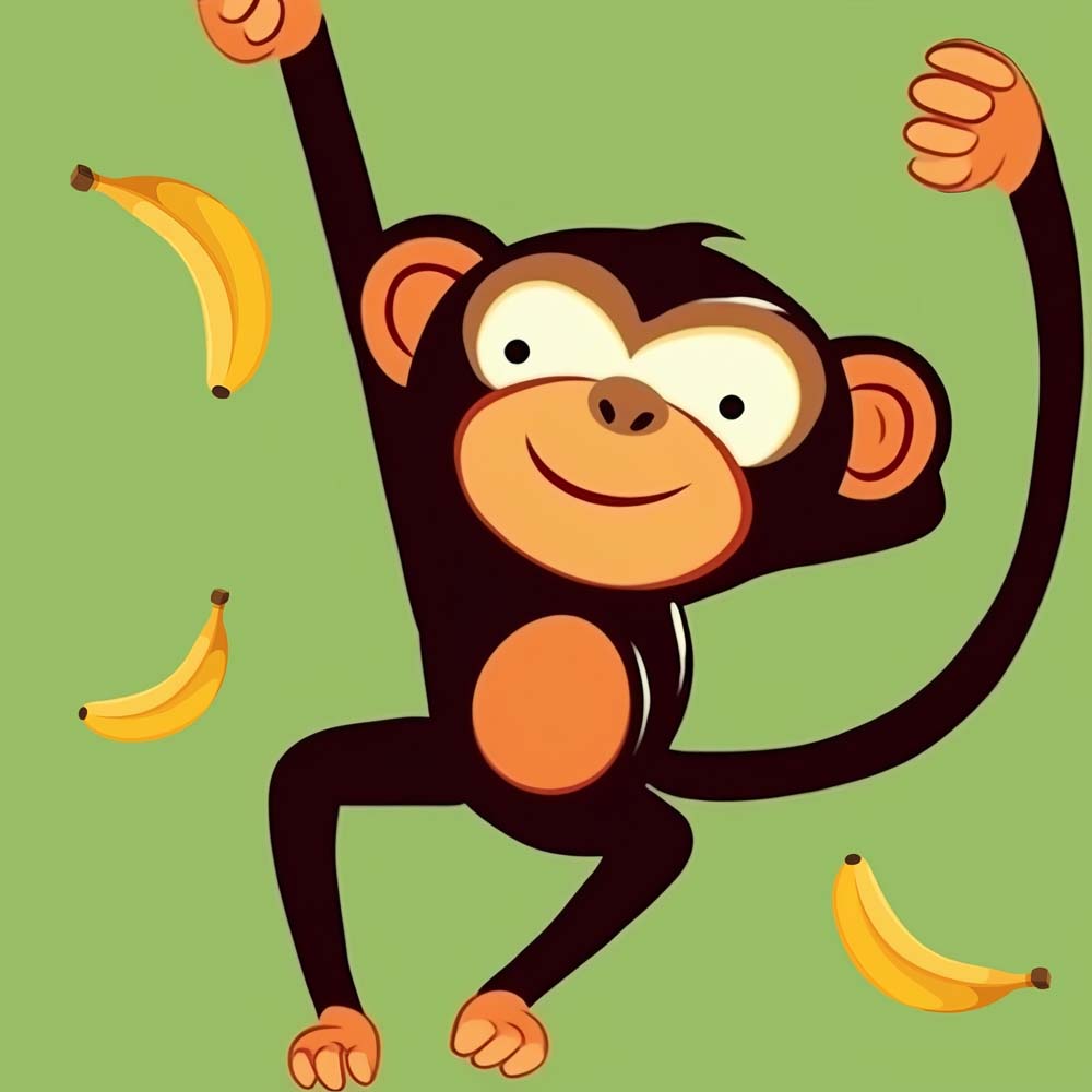 Cute Monkey and Bananas Paint by Numbers for Kids