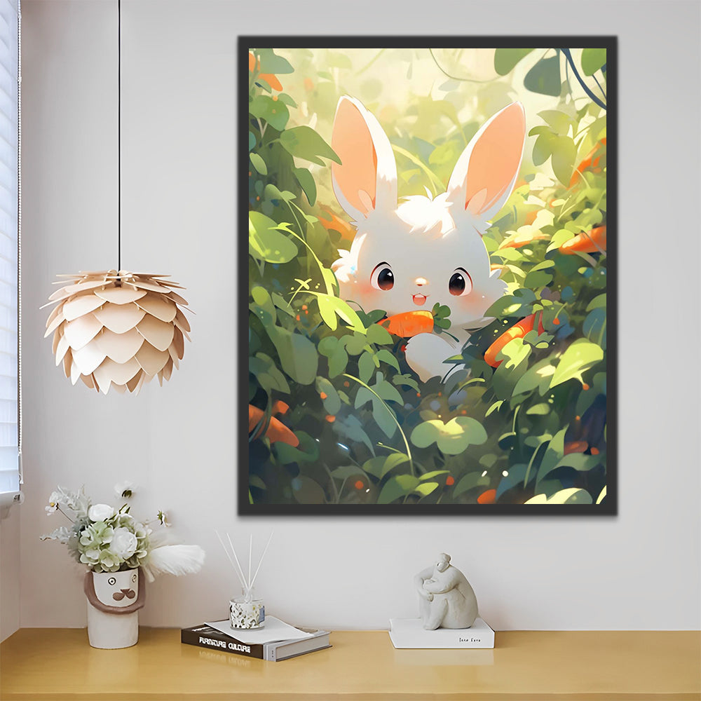 Cute Rabbit Holding Carrot Paint by Numbers