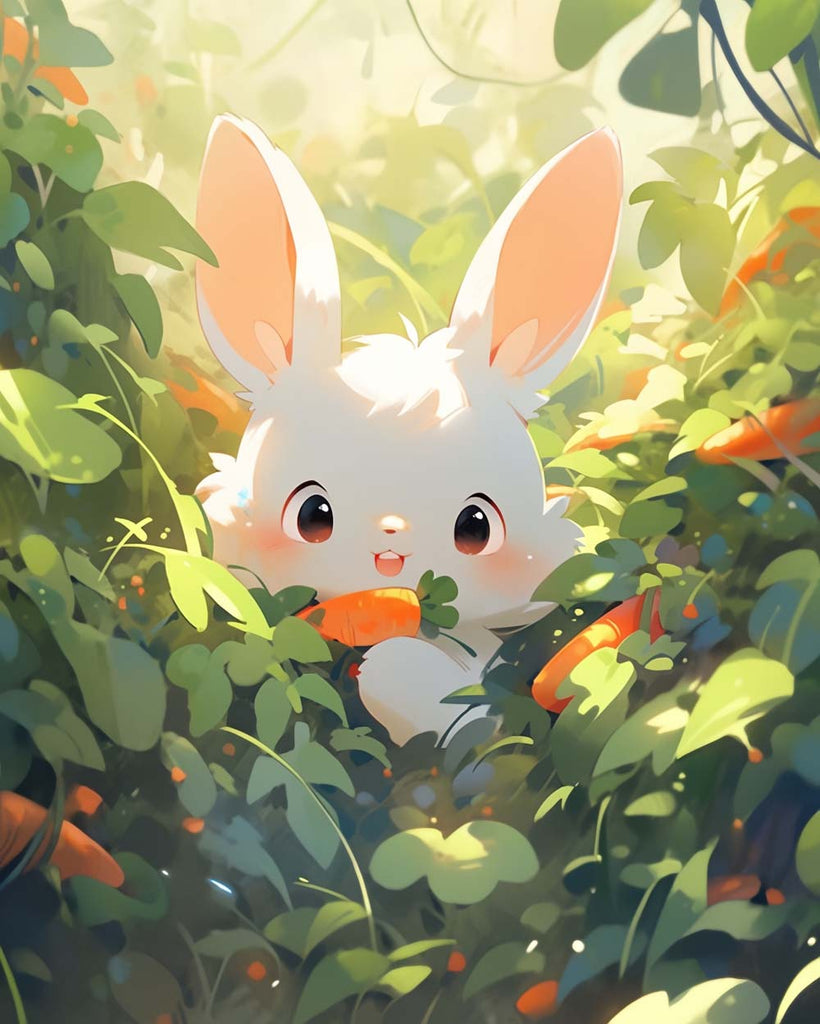 Cute Rabbit Holding Carrot Paint by Numbers