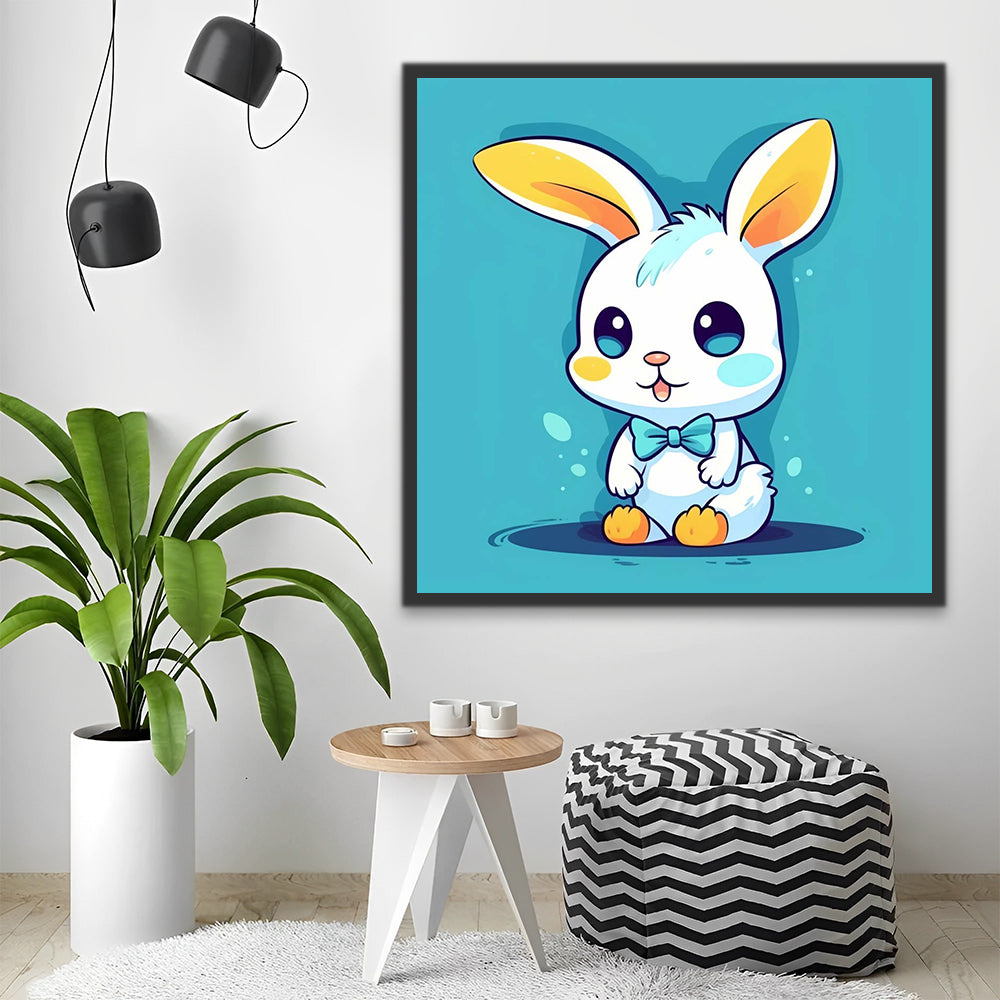 Cute Rabbit on Blue Background Paint by Numbers for Kids