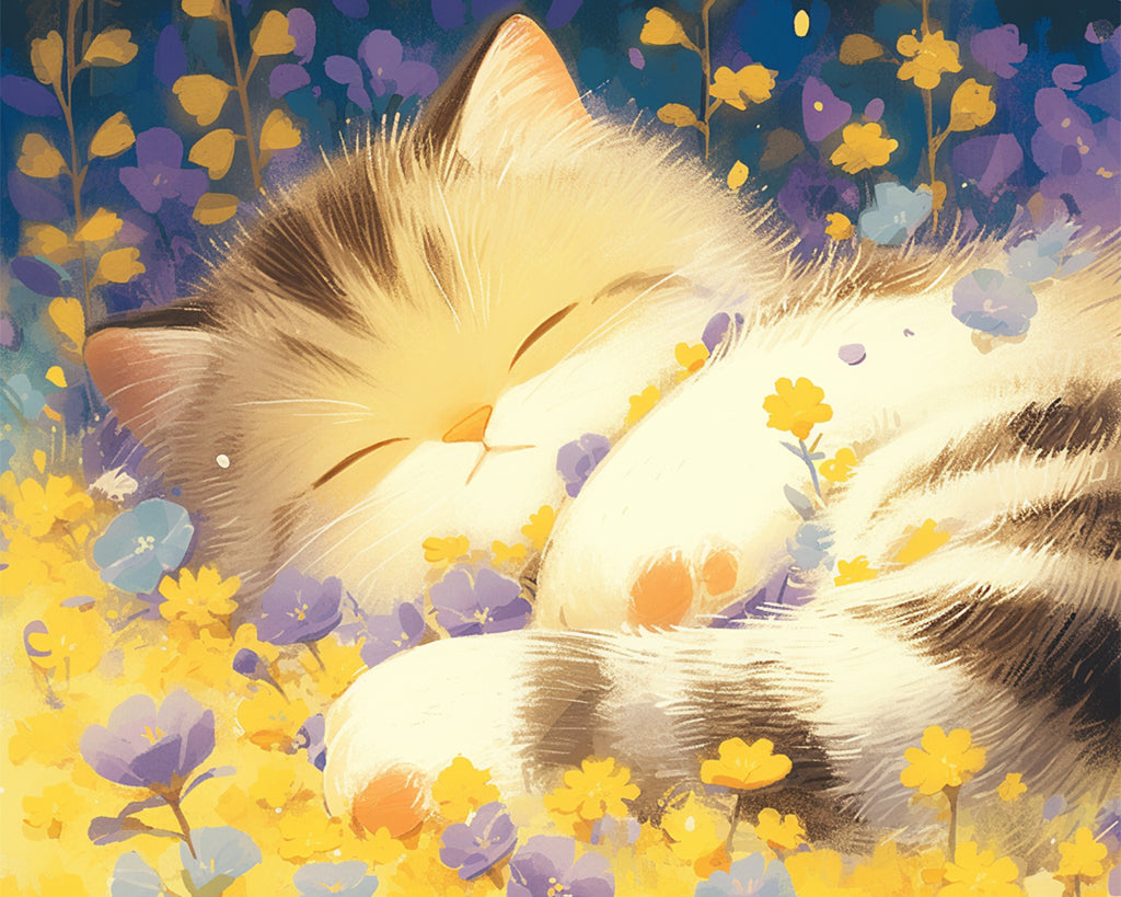 Cute Sleeping Cat Paint by Numbers