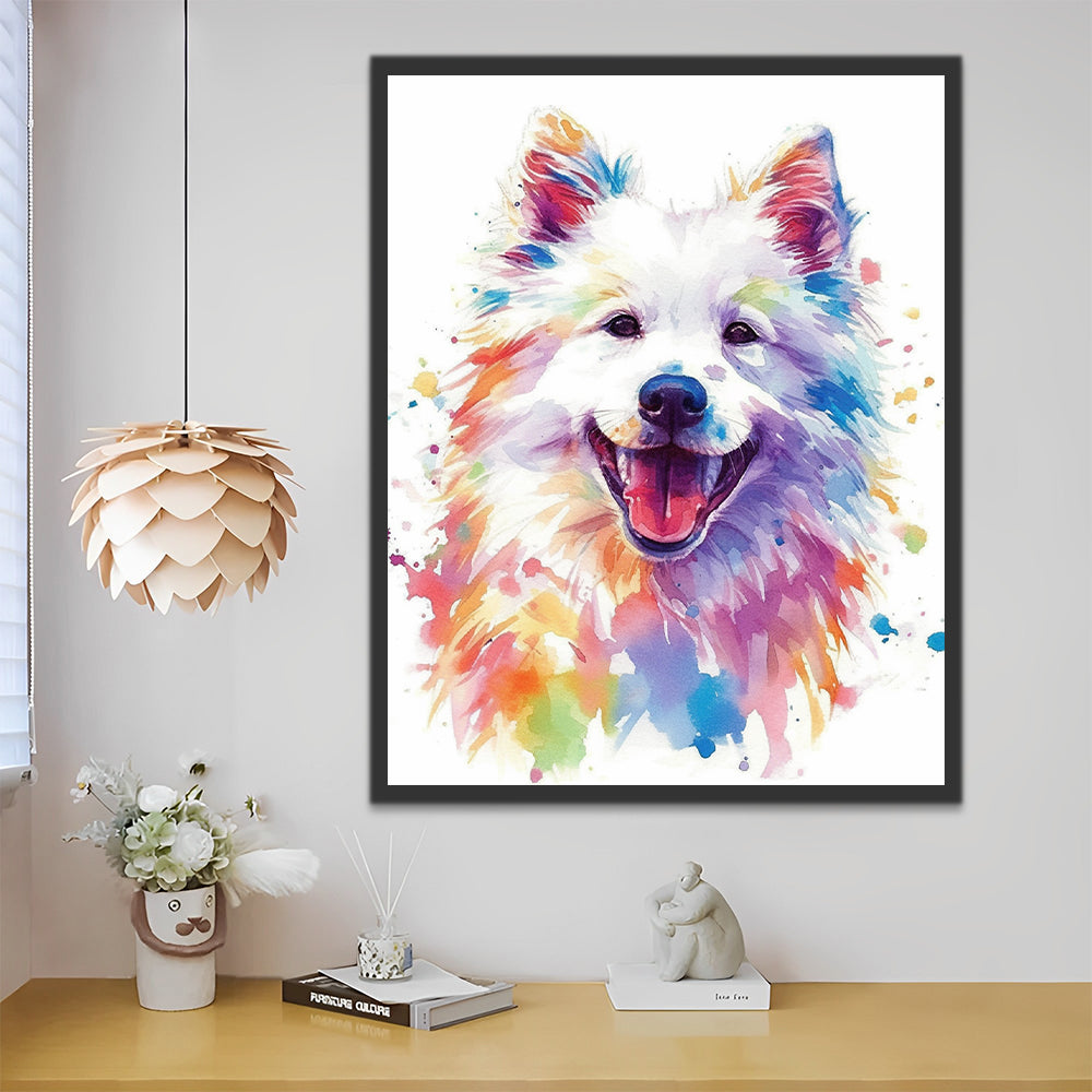 Cute Watercolor Samoyed Paint by Numbers