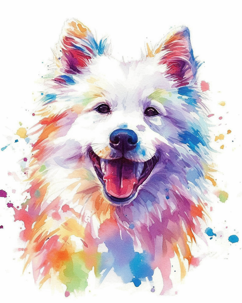 Cute Watercolor Samoyed Paint by Numbers