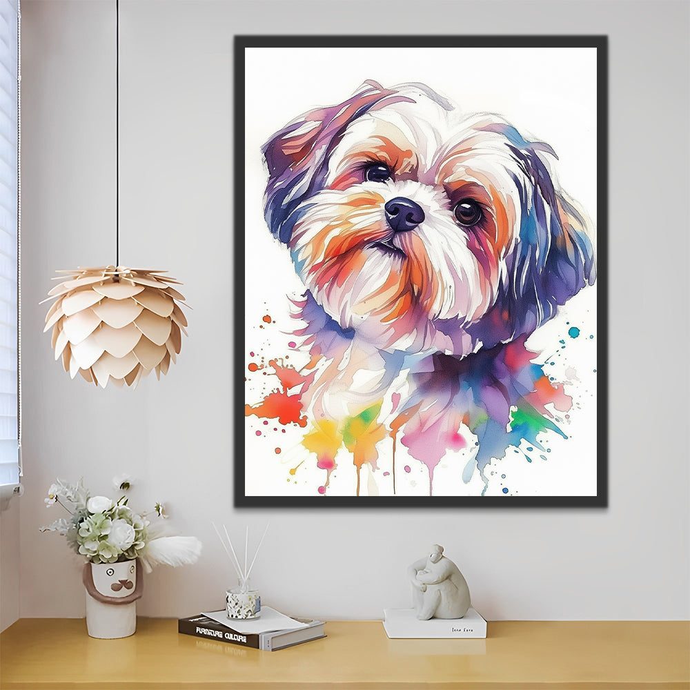 Cute Watercolor Shih Tzu Paint by Numbers