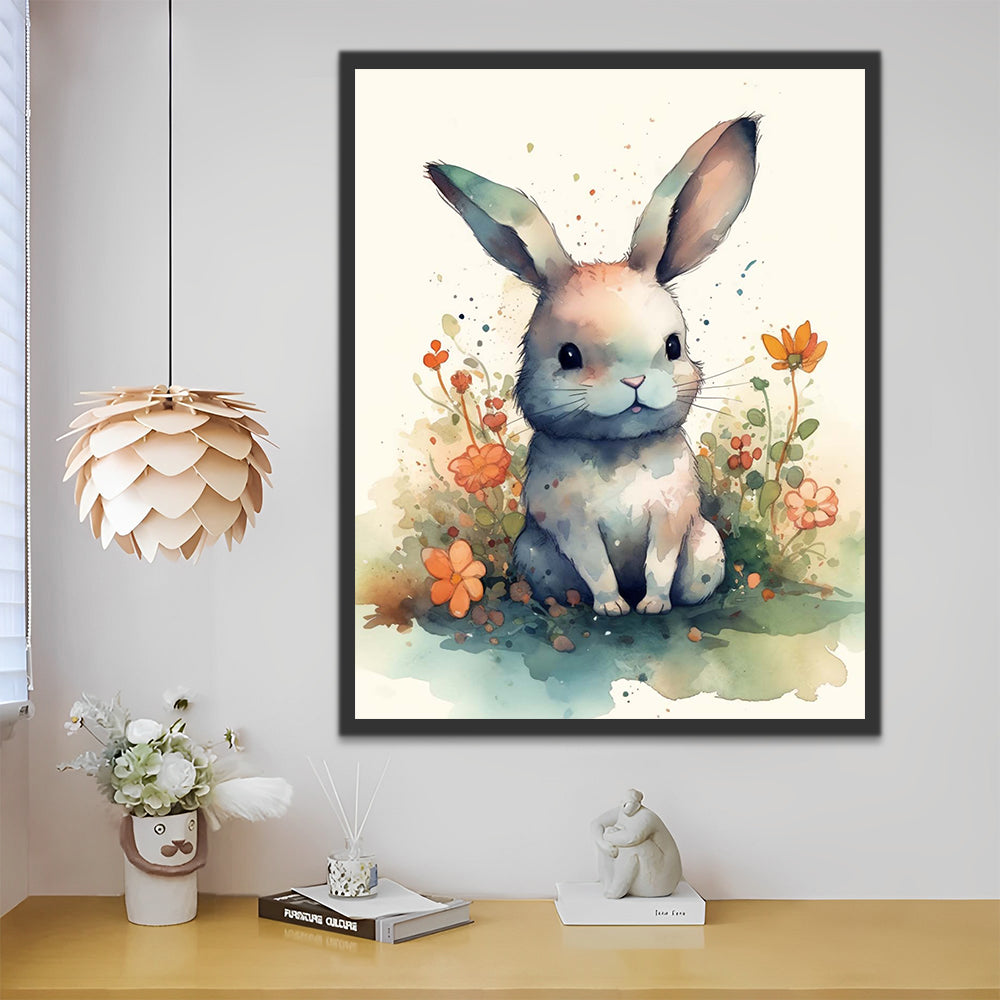 Cute White Rabbit Paint by Numbers