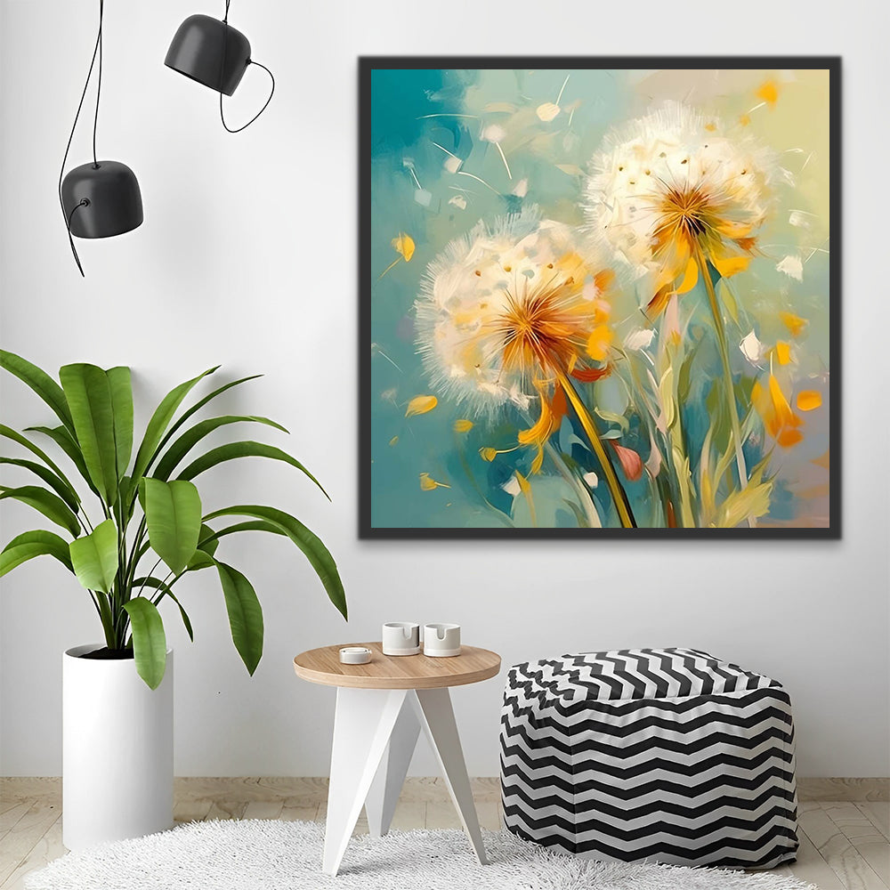 Dandelion in Oil Painting Style Paint by Numbers